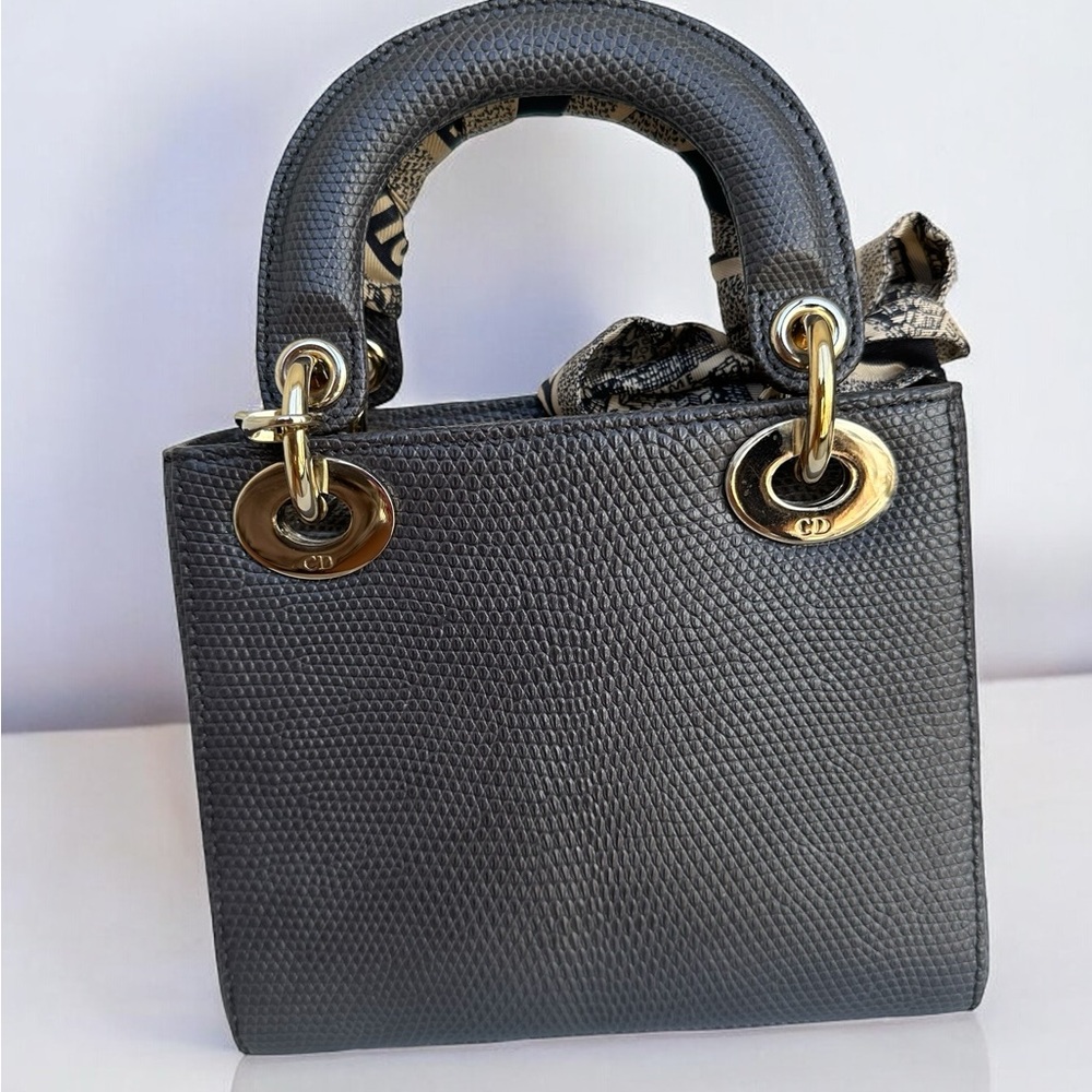 Lady Dior Gray Lizard Mini Bag with Gold Details - Picture 5 of 9